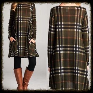 Bellamie Plaid Dress in Olive and Brown